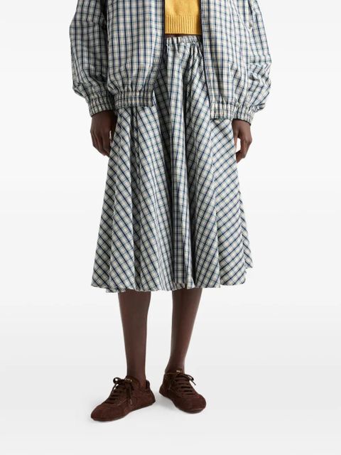 Prada full checked chambray skirt - Blue