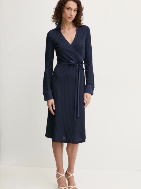 BOSS sukienka kolor granatowy mini rozkloszowana 50532044