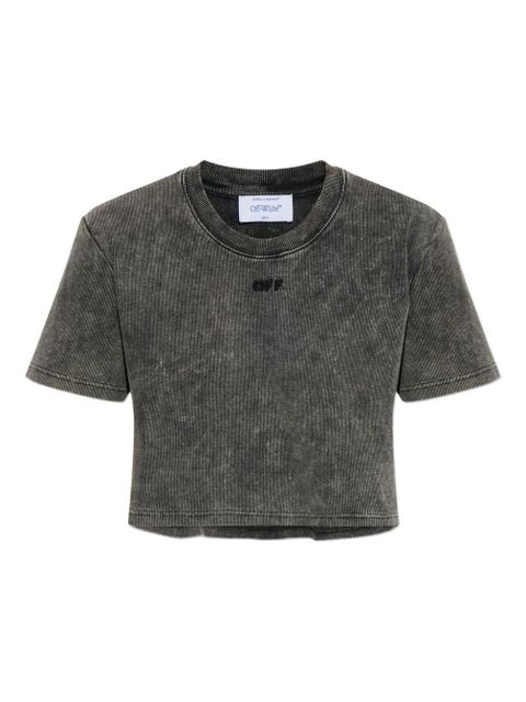 Off-White logo-embroidered ribbed T-shirt - Grey - zdjęcie produktu nr 1