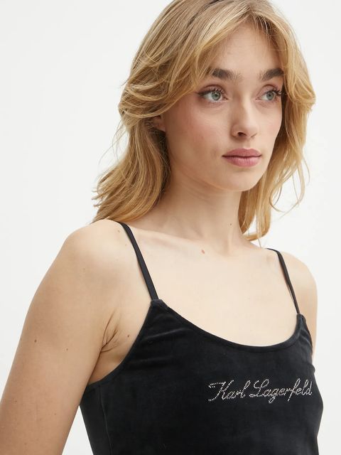 Karl Lagerfeld top welurowy kolor czarny A1W44006