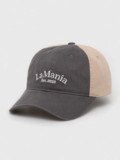 La Mania czapka z daszkiem bawełniana kolor szary wzorzysta
