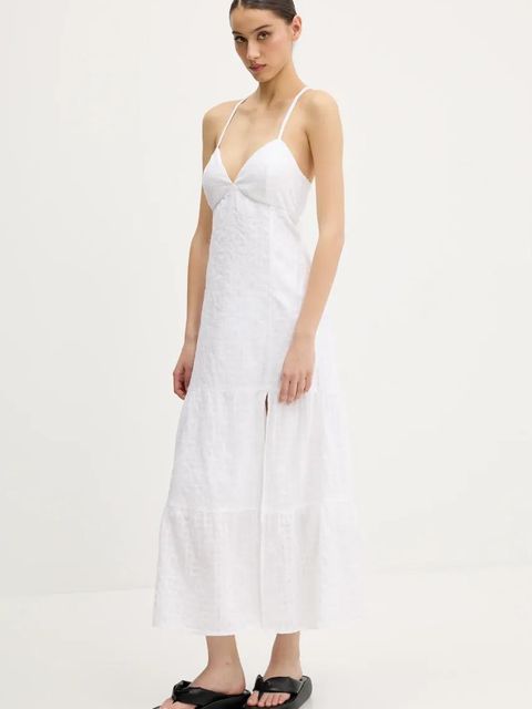 Hollister Co. sukienka bawełniana kolor biały midi prosta KI359-5079 - zdjęcie produktu nr 2