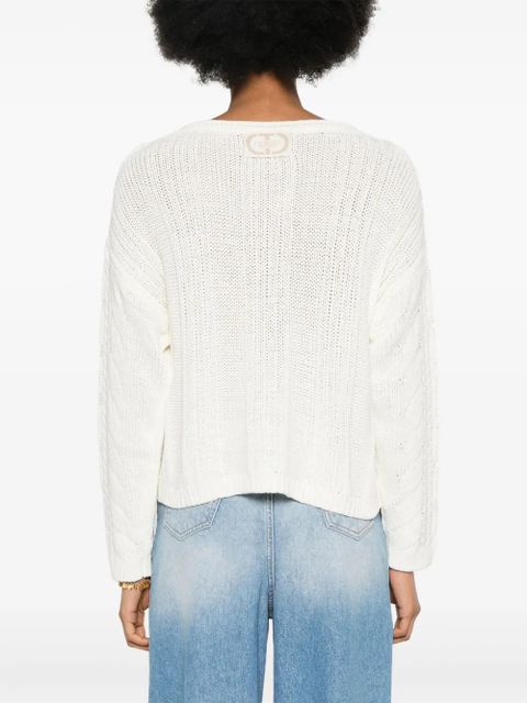 TWINSET logo-patch cable-knit jumper - White