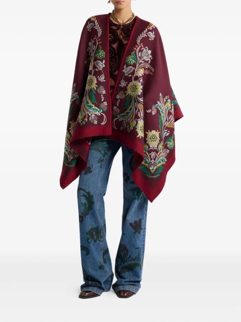 ETRO floral-jacquard cape - Red - zdjęcie produktu nr 2