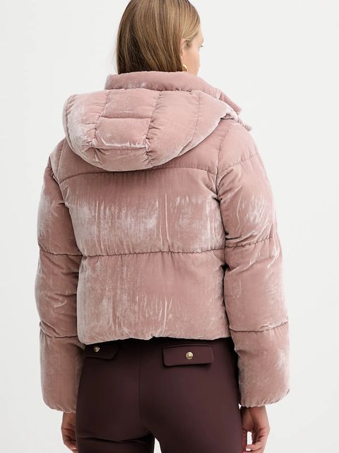 Elisabetta Franchi kurtka welurowa kolor różowy zimowa PI82D56E2