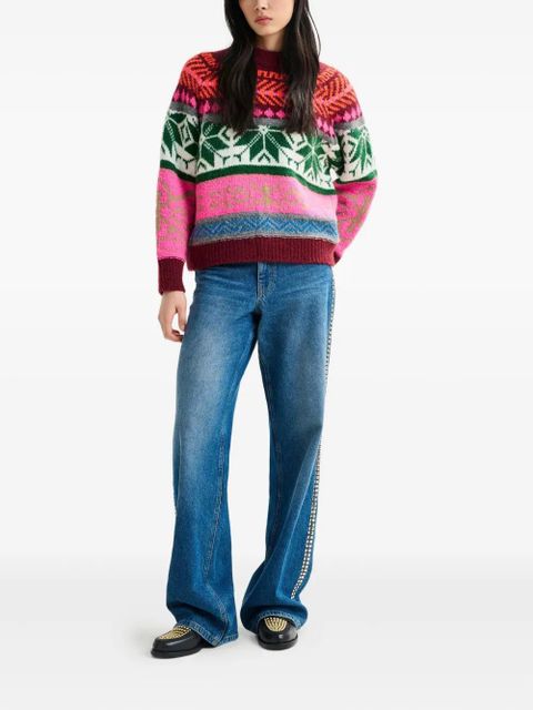 Essentiel Antwerp Irelando geomwtric-pattern sweater - Pink - zdjęcie produktu nr 2