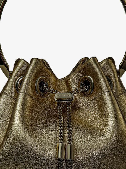 Jimmy Choo Bon Bon metallic-finish bucket bag - Gold