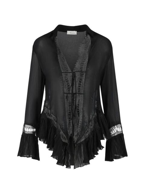Blumarine lace insert ruffled shirt - Black - zdjęcie produktu nr 1