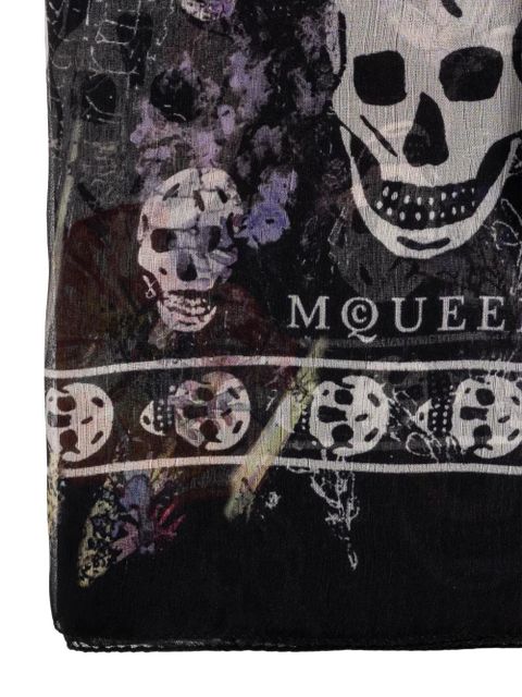 Alexander McQueen floral-pattern scarf - Black - zdjęcie produktu nr 2