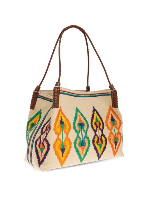 ETRO medium Libra embroidered braided-handle shoulder bag - Neutrals