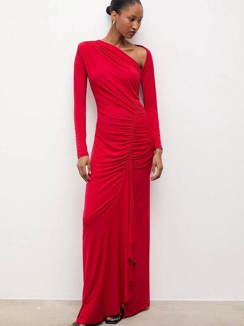 Answear.LAB sukienka kolor czerwony maxi dopasowana - zdjęcie produktu nr 2