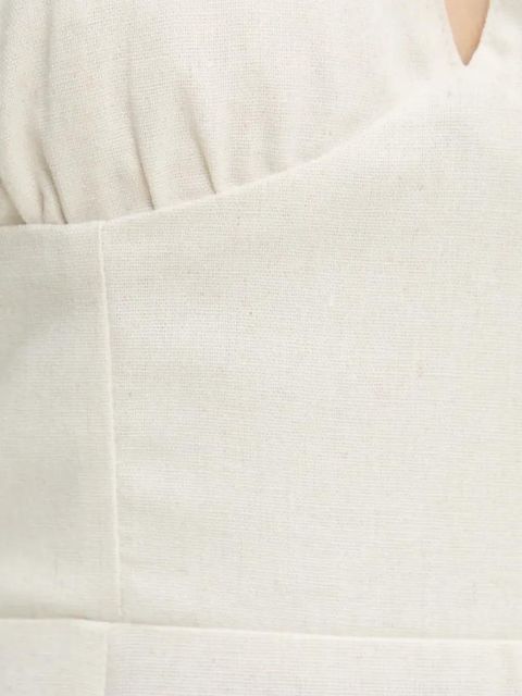 Answear.LAB sukienka z lnem kolor beżowy midi rozkloszowana