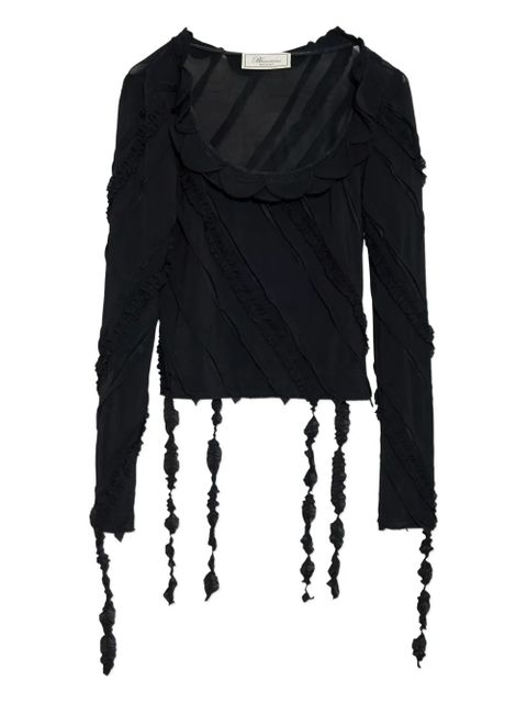 Blumarine ruffled-detail long-sleeve top - Black - zdjęcie produktu nr 1