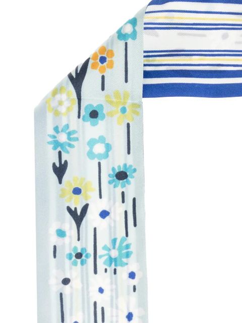 Lanvin floral-print striped scarf - Blue