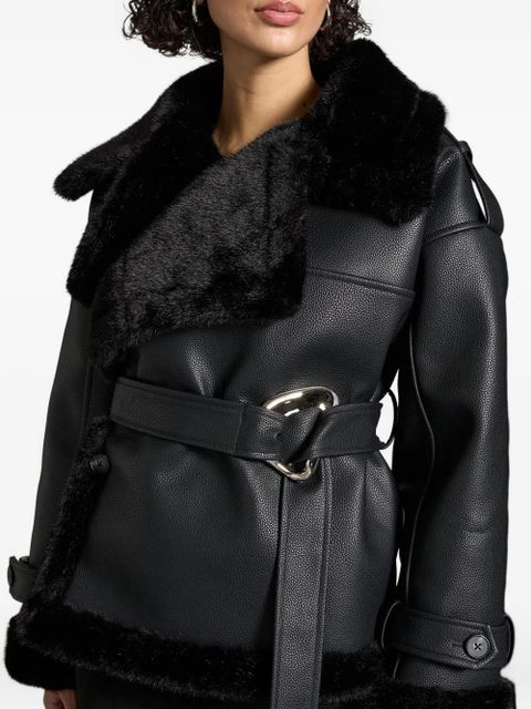 Manière De Voir Charlène belt-detail biker jacket - Black