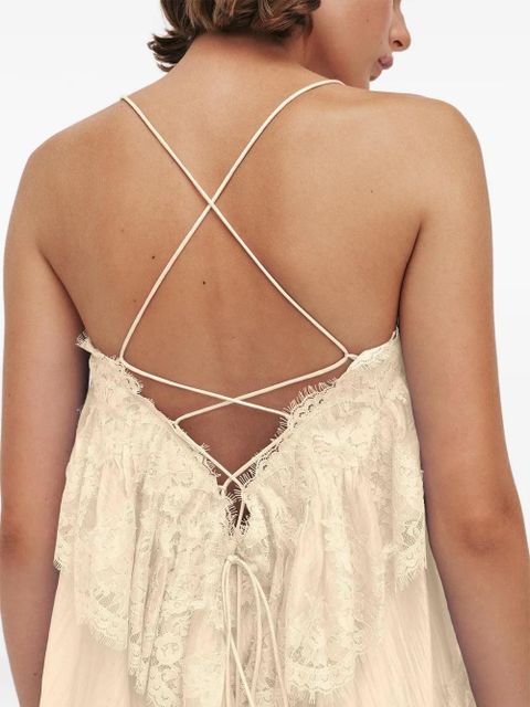 Aje Ophelia lace-trimmed tiered mini dress - Yellow