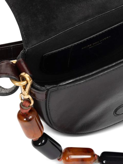 DRIES VAN NOTEN small crocodile-effect beaded cross body bag - Brown