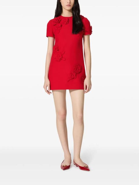 Valentino Garavani floral-appliqué dress - Red