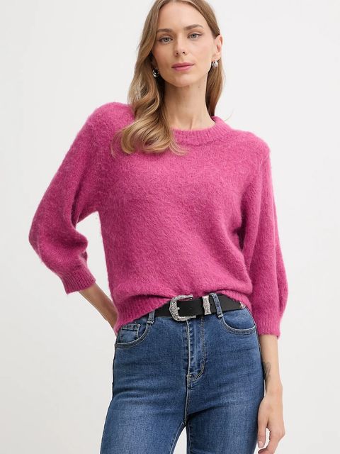 United Colors of Benetton sweter z dodatkiem moheru damski kolor różowy 1VAAD10F4 - zdjęcie produktu nr 1