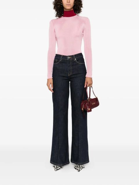 Self-Portrait high-neck ribbed top - Pink