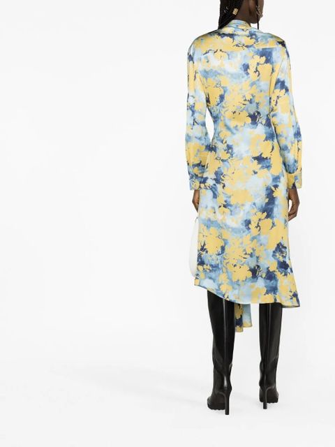 Off-White floral-print wrap shirtdress - Blue