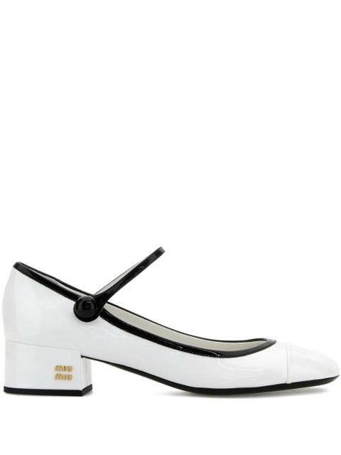 Miu Miu 40mm leather pumps - White - zdjęcie produktu nr 1