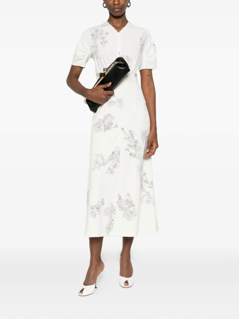 Victoria Beckham floral-print midi dress - White - zdjęcie produktu nr 2