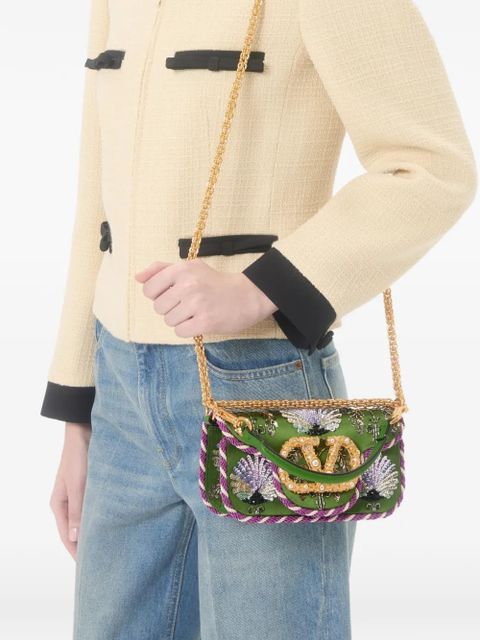 Valentino Garavani Locò small embroidered shoulder bag with jewel logo - Green - zdjęcie produktu nr 2