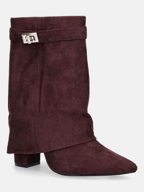 Answear.LAB botki kolor bordowy na słupku lekko ocieplone