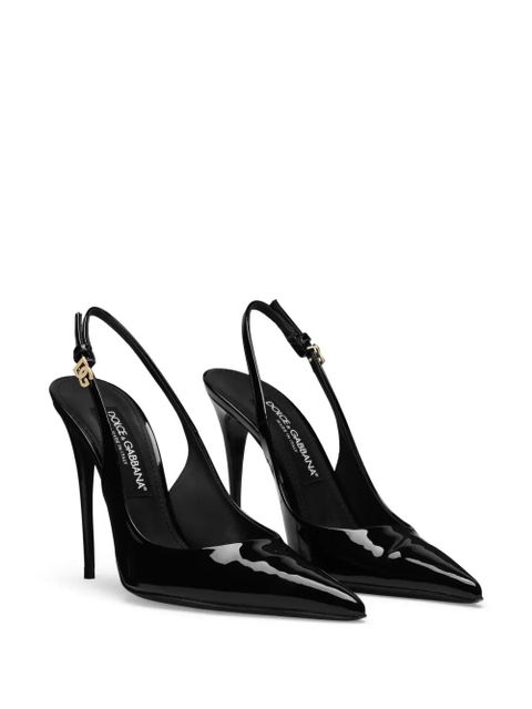 Dolce & Gabbana DNA patent-leather slingback pumps - Black