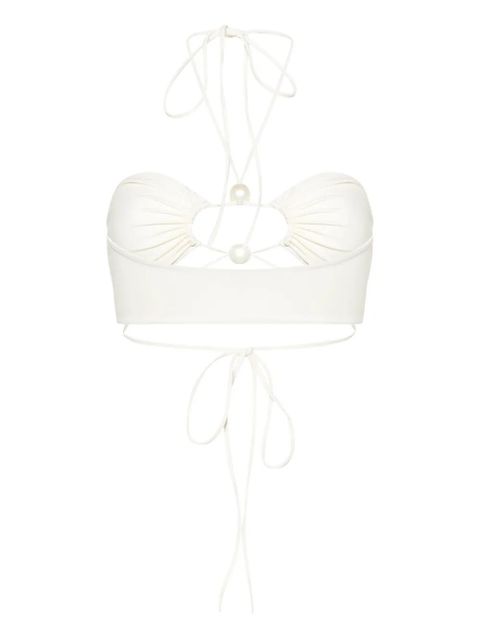 Magda Butrym pearl-detail bandeau bikini top - White - zdjęcie produktu nr 2