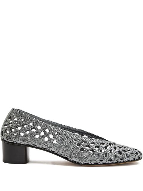 Le Monde Beryl 40mm woven-leather pumps - Silver - zdjęcie produktu nr 1