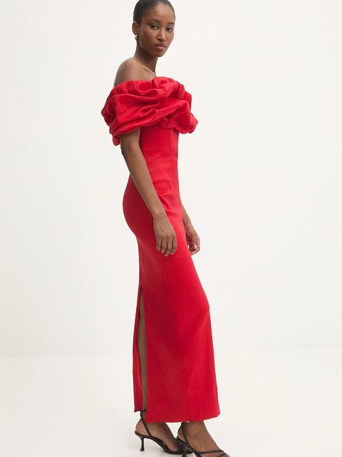 Answear.LAB sukienka kolor czerwony maxi dopasowana - zdjęcie produktu nr 2