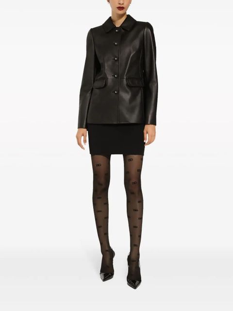Dolce & Gabbana button-embossed leather jacket - Black