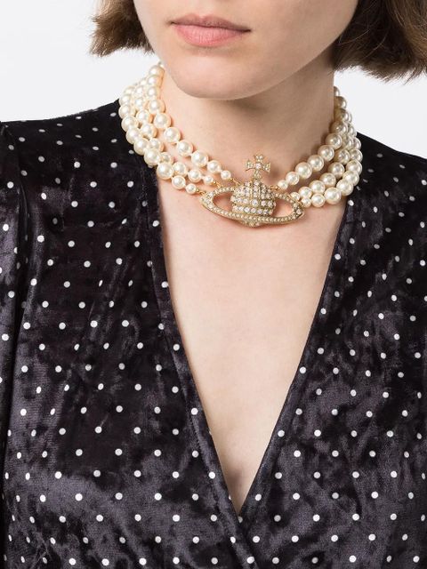 Vivienne Westwood crystal-embellished Orb-plaque necklace - White - zdjęcie produktu nr 2