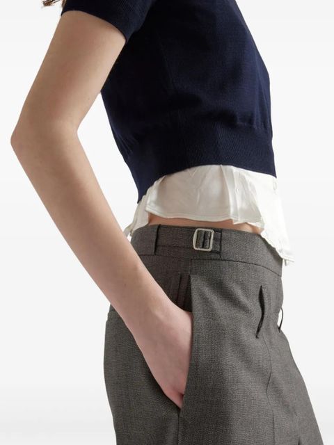Prada belted wool tailored trousers - Grey