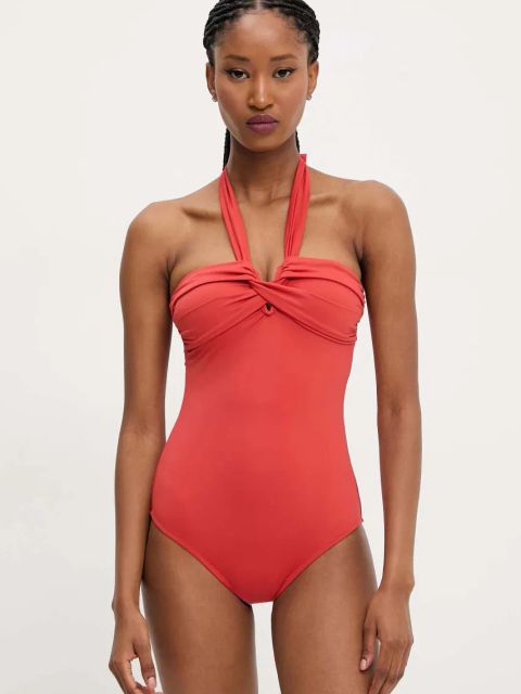 Answear.LAB jednoczęściowy strój kąpielowy kolor pomarańczowy lekko usztywniona miseczka