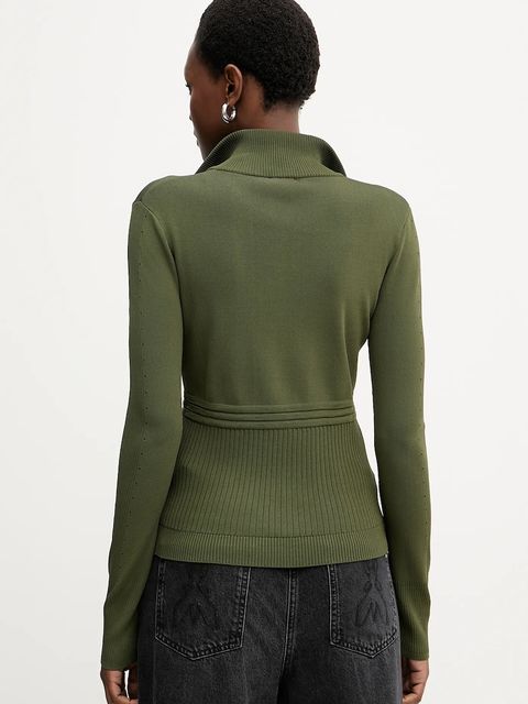 Patrizia Pepe sweter damski kolor zielony z półgolfem 8K0323 K274 - zdjęcie produktu nr 2