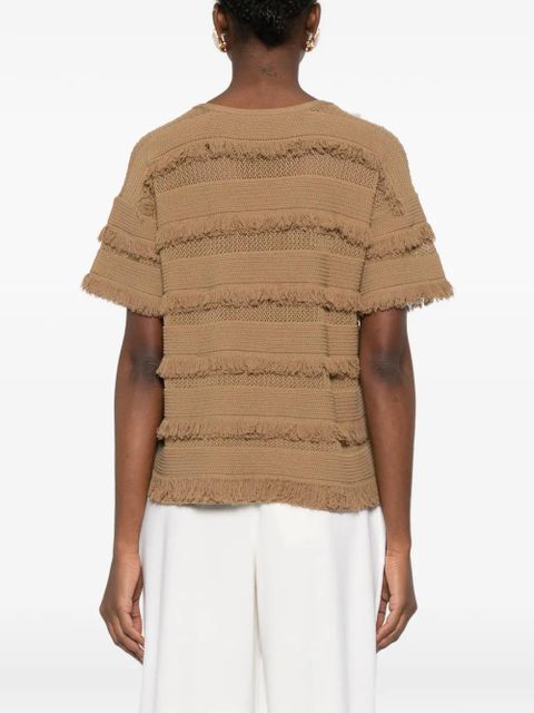 Max Mara fringe-details T-shirt - Brown
