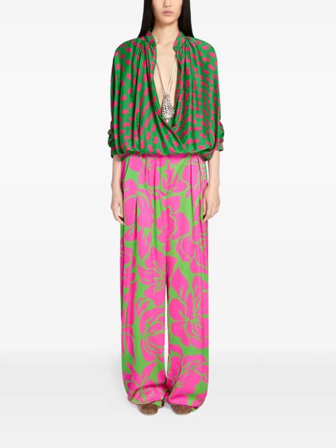 DRIES VAN NOTEN belted satin trousers - Pink - zdjęcie produktu nr 2