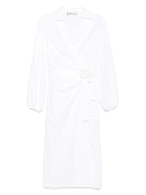 Blumarine rose-appliqué poplin midi dress - White - zdjęcie produktu nr 1