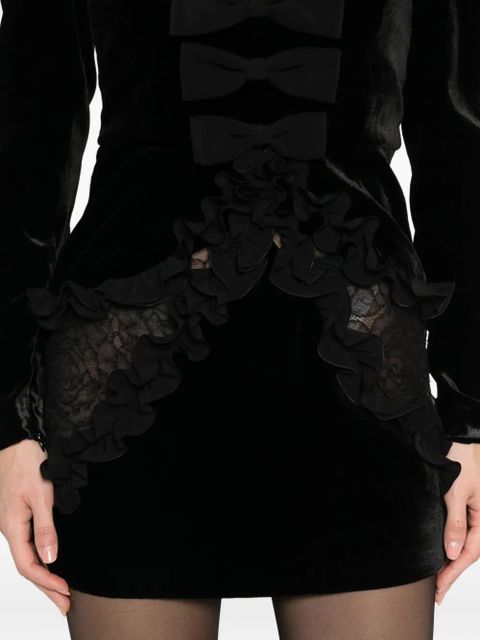 Alessandra Rich bow-detailed velvet mini dress - Black