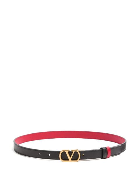 Valentino Garavani VLogo Signature reversible shiny calfskin belt - 20mm / 1.2 In. - Black - zdjęcie produktu nr 1