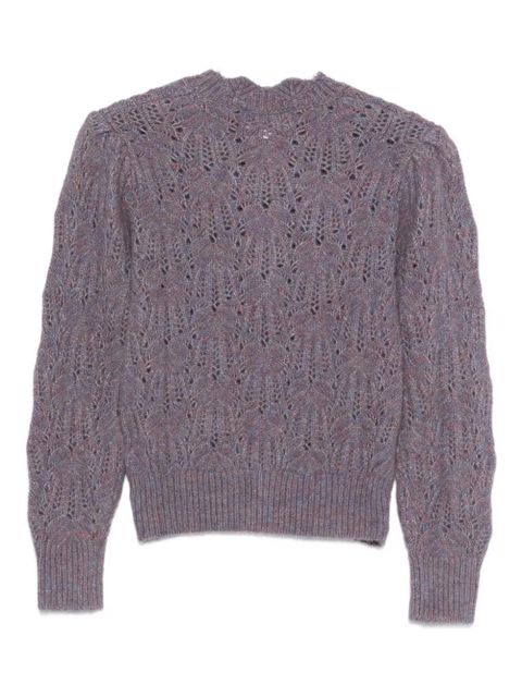 MARANT ÉTOILE puff-sleeve open-knit sweater - Purple