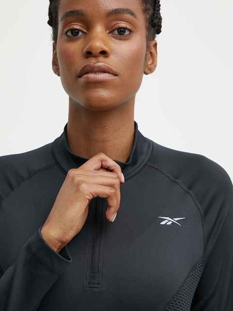 Reebok bluza do biegania kolor czarny gładka 100075413