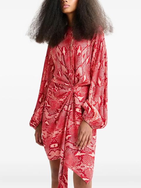 Essentiel Antwerp snake-print draped asymmetric dress - Red - zdjęcie produktu nr 1