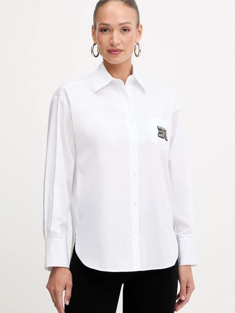 ERMANNO Firenze koszula bawełniana damska kolor biały relaxed z kołnierzykiem klasycznym 57TK014E31 - zdjęcie produktu nr 1