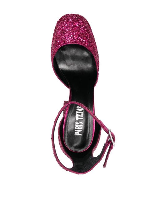 Paris Texas 140mm glitter-embellished platform pumps - Pink
