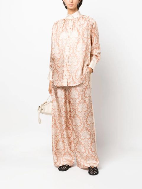 ZIMMERMANN damask-print silk palazzo trousers - Neutrals