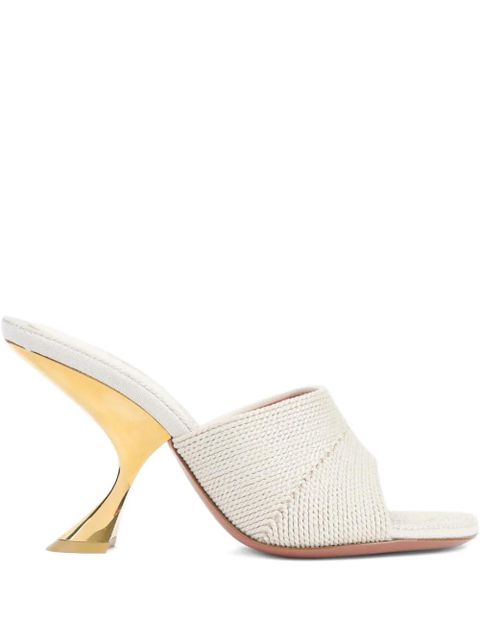 Amina Muaddi 90mm leather heeled sandals - Neutrals - zdjęcie produktu nr 1